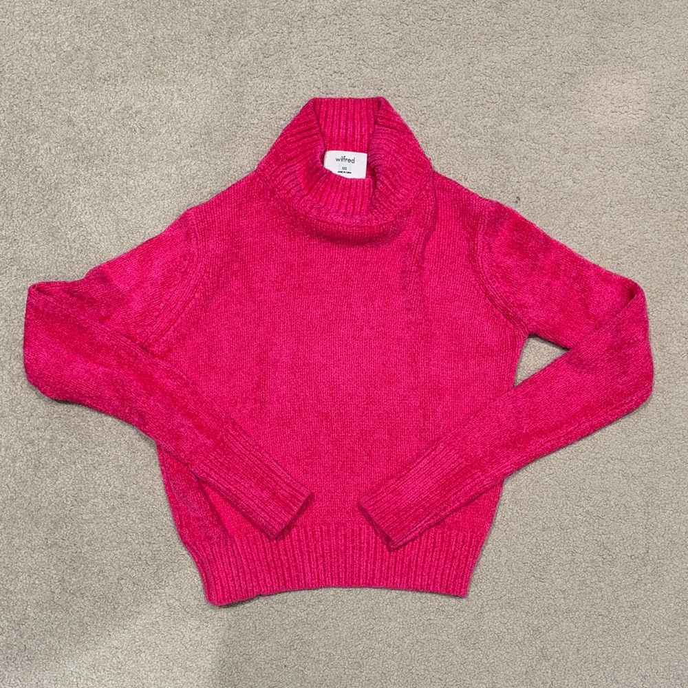 Aritzia Wilfred Vibrant Pink Cowl Neck Sweater
